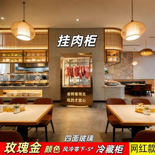 牛肉挂肉柜风冷四面玻璃立式不锈钢直冷冷藏鸭肉掉肉猪肉腊肉商用