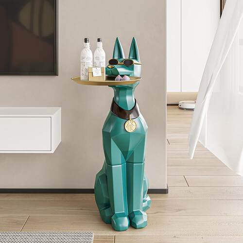招财杜宾犬托盘狗落地摆件家居装饰品客厅进门入户玄关创意高级感