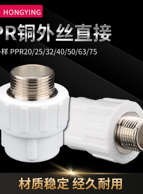 4分6分1寸PPR冷热水管配件20/25/32/40/50/63PPTR外丝直接热熔管