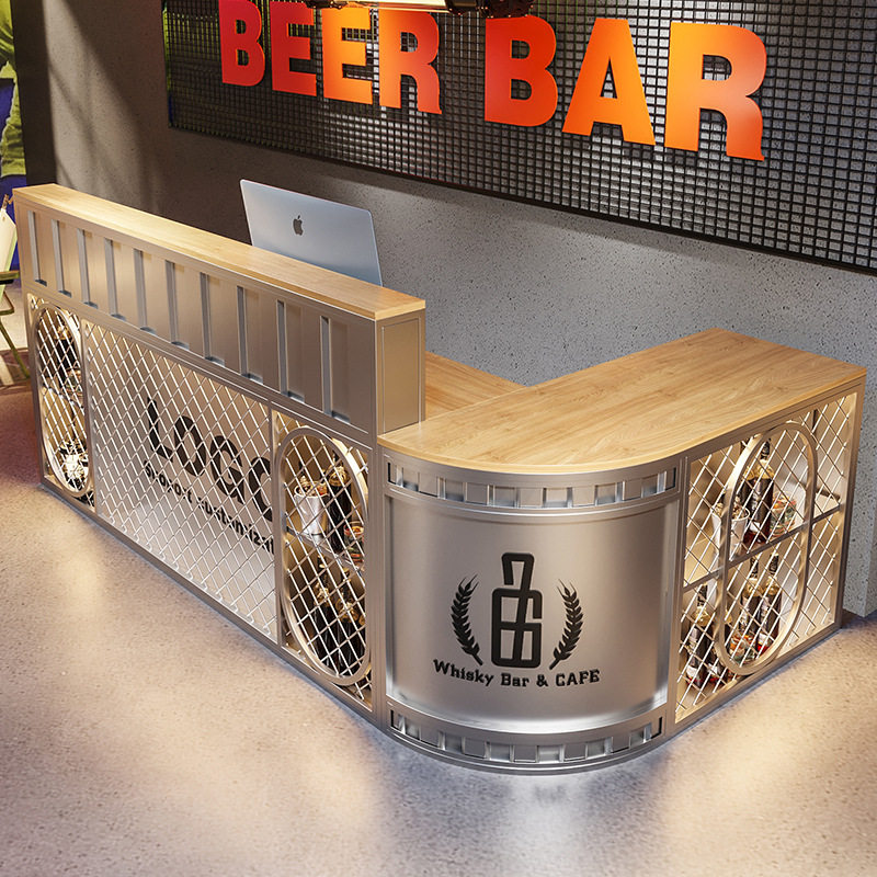 工业风铁艺吧台收银台酒吧咖啡厅转角柜台西餐厅健身房前台接待台,商业/办公家具,收银台,淘宝优惠券,粉丝福利购,淘宝优惠卷