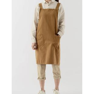 日式 纯棉围裙幼儿园定制家用厨房女背带工作服棉质布料男 时尚 新款