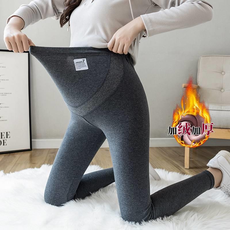 孕妇打底裤加厚加绒外穿纯棉大码孕妇裤子高腰大码高弹修身秋冬裤