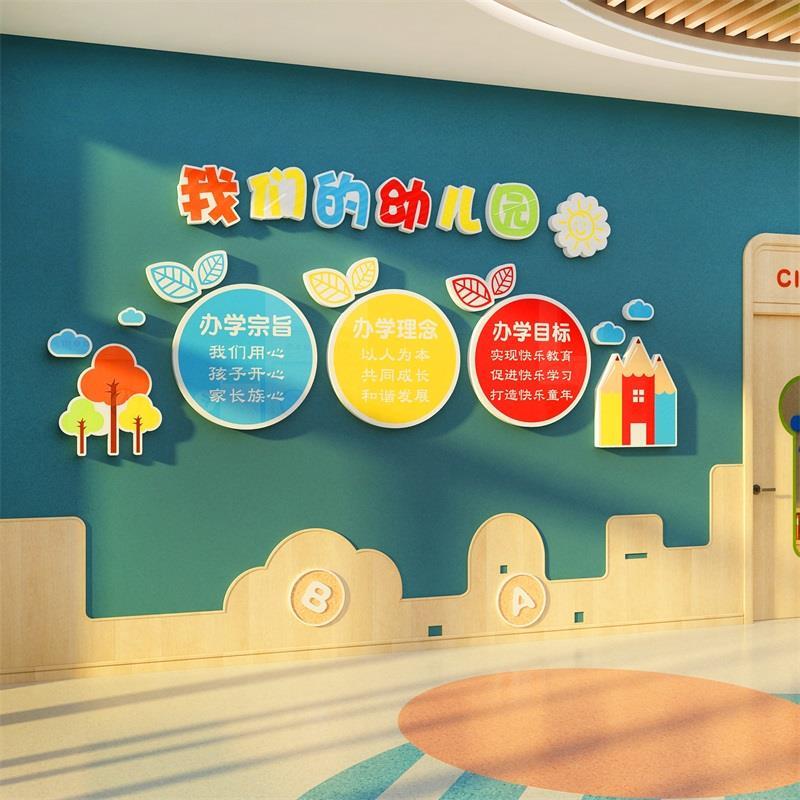 幼儿园墙面装饰环创主题成品文化设计托管班教育办理念形象大厅贴