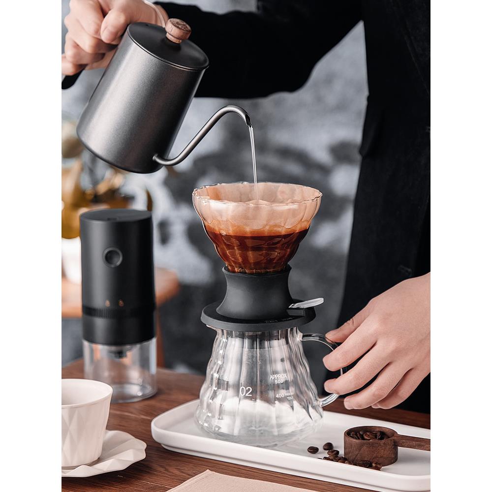 手冲咖啡聪明杯带开关日式家用玻璃硅胶浸泡式V60滴漏咖啡器具