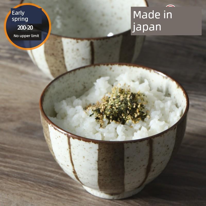 日本进口美浓烧陶瓷汤碗饭碗粗陶餐具日式高脚面碗釉下彩甜品粥碗