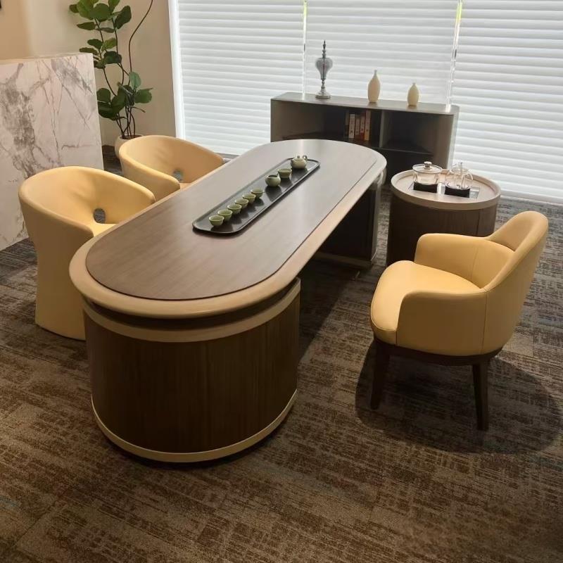 新中式北美黑胡桃木茶桌椅现代简约实木茶台客厅茶室办公室家用