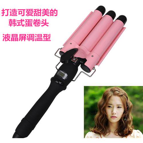 日韩骏马液晶温控蛋卷头蛋卷棒三棒卷发器三管卷发棒正品包邮