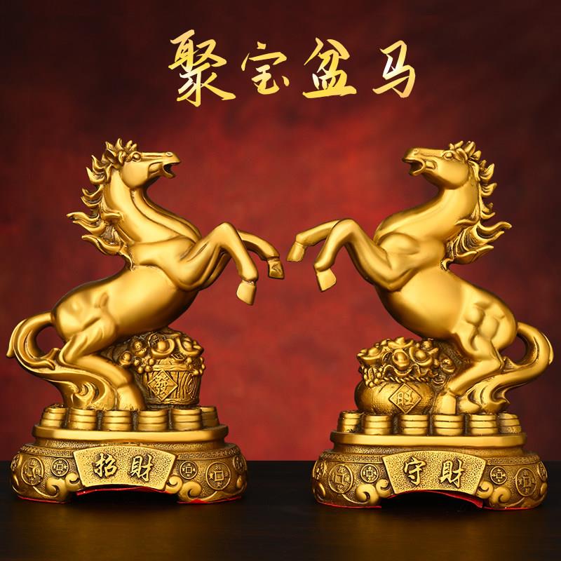 纯铜马摆件招财马守财马生肖马一对马聚宝盆马双马马到成功工艺礼