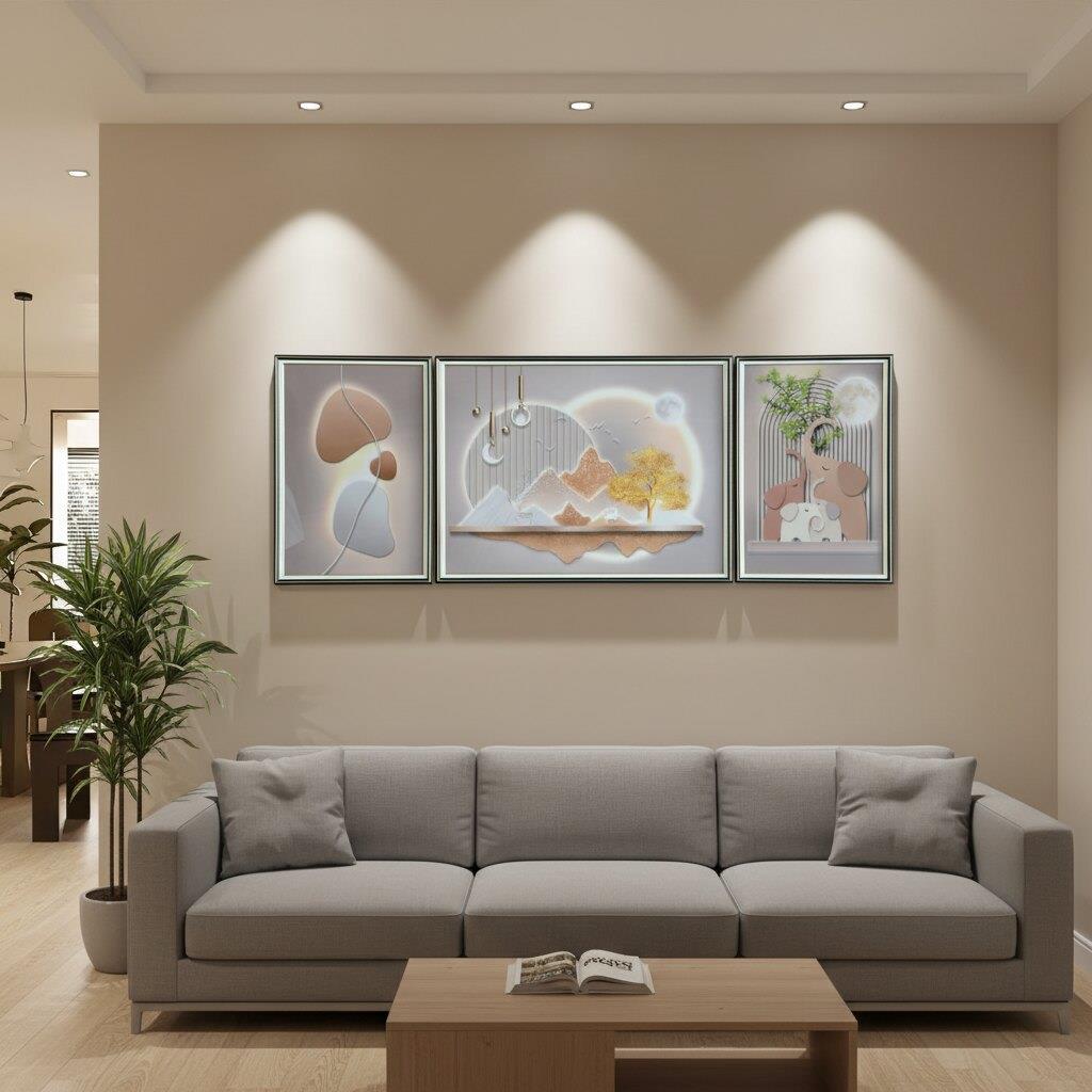 现代简约客厅装饰画三联画抽象艺术沙发背景墙挂画客厅装饰画