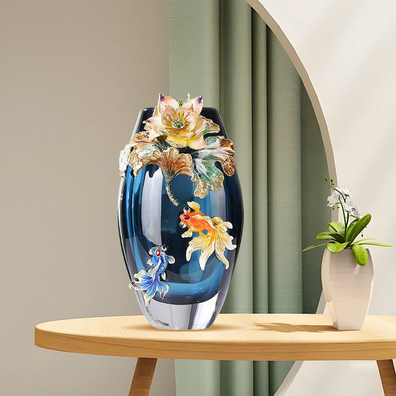 现代轻奢琉璃花瓶客厅插花器水晶珐琅彩装饰玄关电视柜茶几桌摆件