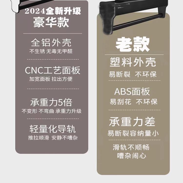 衣柜滑轨抽拉式挂衣杆家用五金收纳挂裤子裤抽裤挂轨道多功能裤架