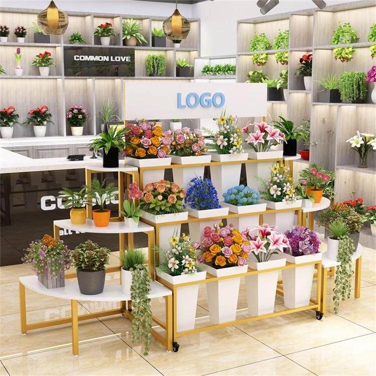 铁艺阶梯式多层鲜花展示架转角花店落地式花桶架醒花养花仿真花架