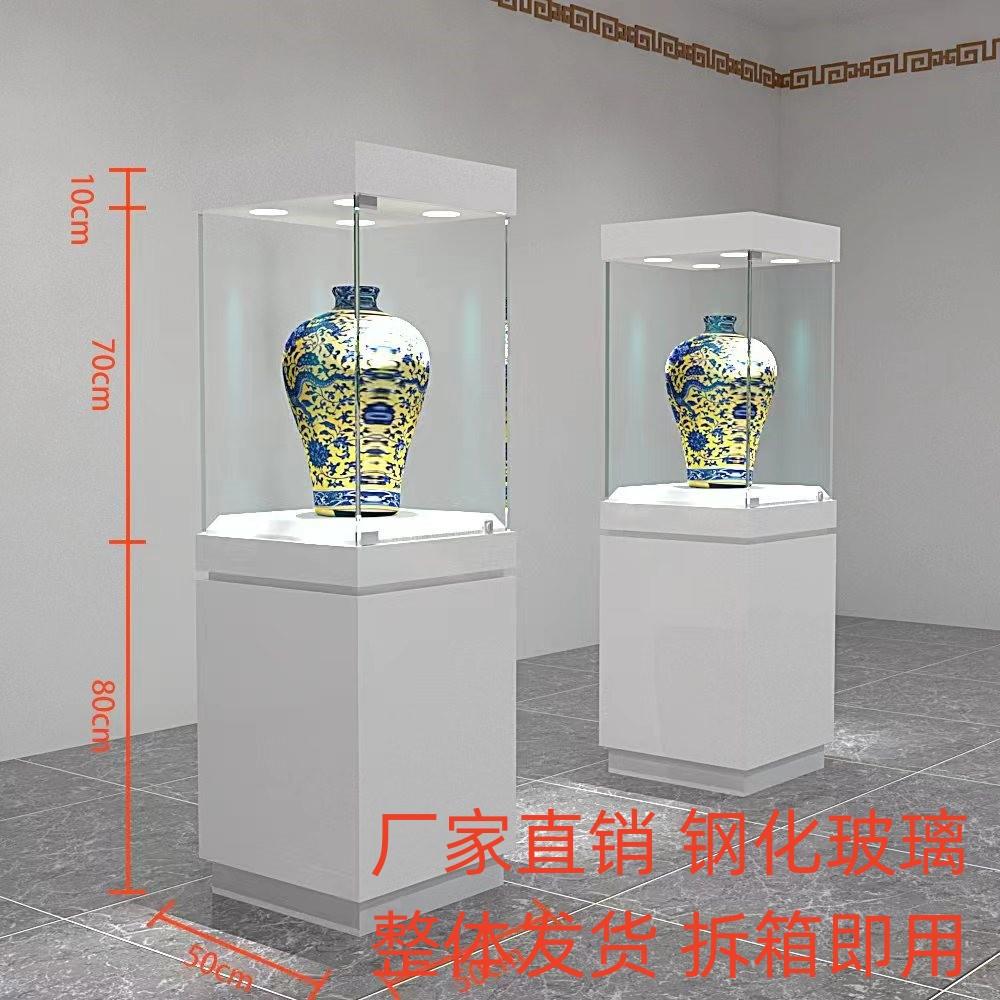定做博物馆玻璃展柜古董瓷器玉器展示柜独立珠宝玻璃柜木质柜台