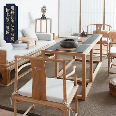 禅意新中式罗汉床茶桌椅组合黑胡桃实木 新中式沙发茶桌椅组合