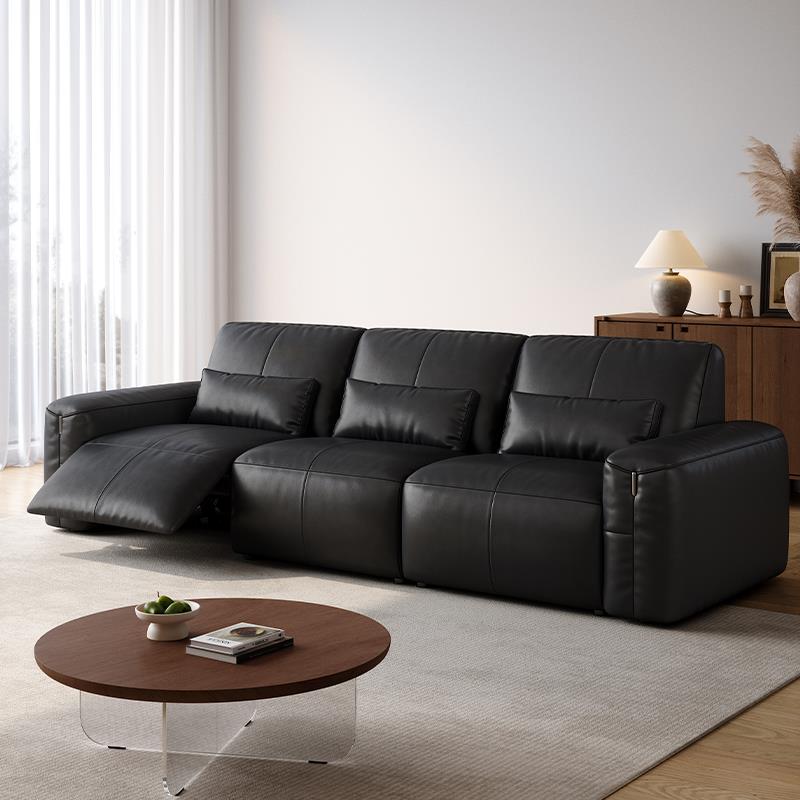 梦汀美头层牛皮电动多功能沙发黑骑士零靠墙沙发小户型可调节沙发