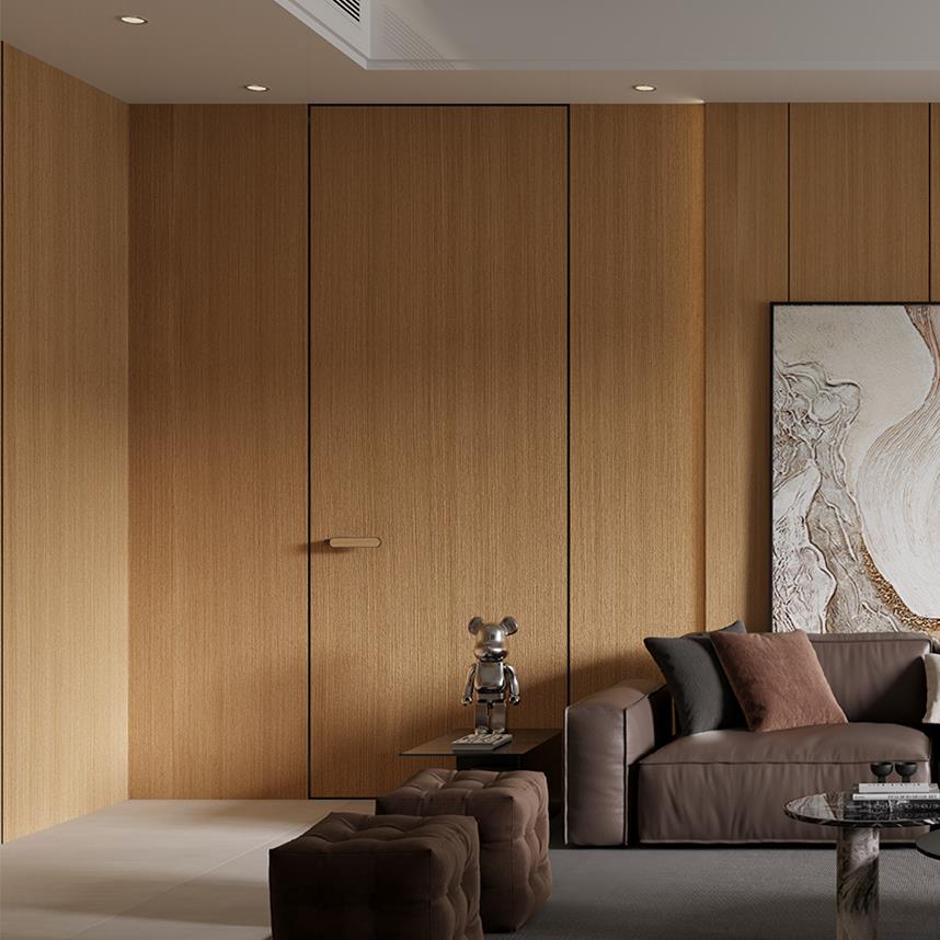 国补极简铝木门卧室门极窄边框免漆隐形门推拉隐框门房间门包安装