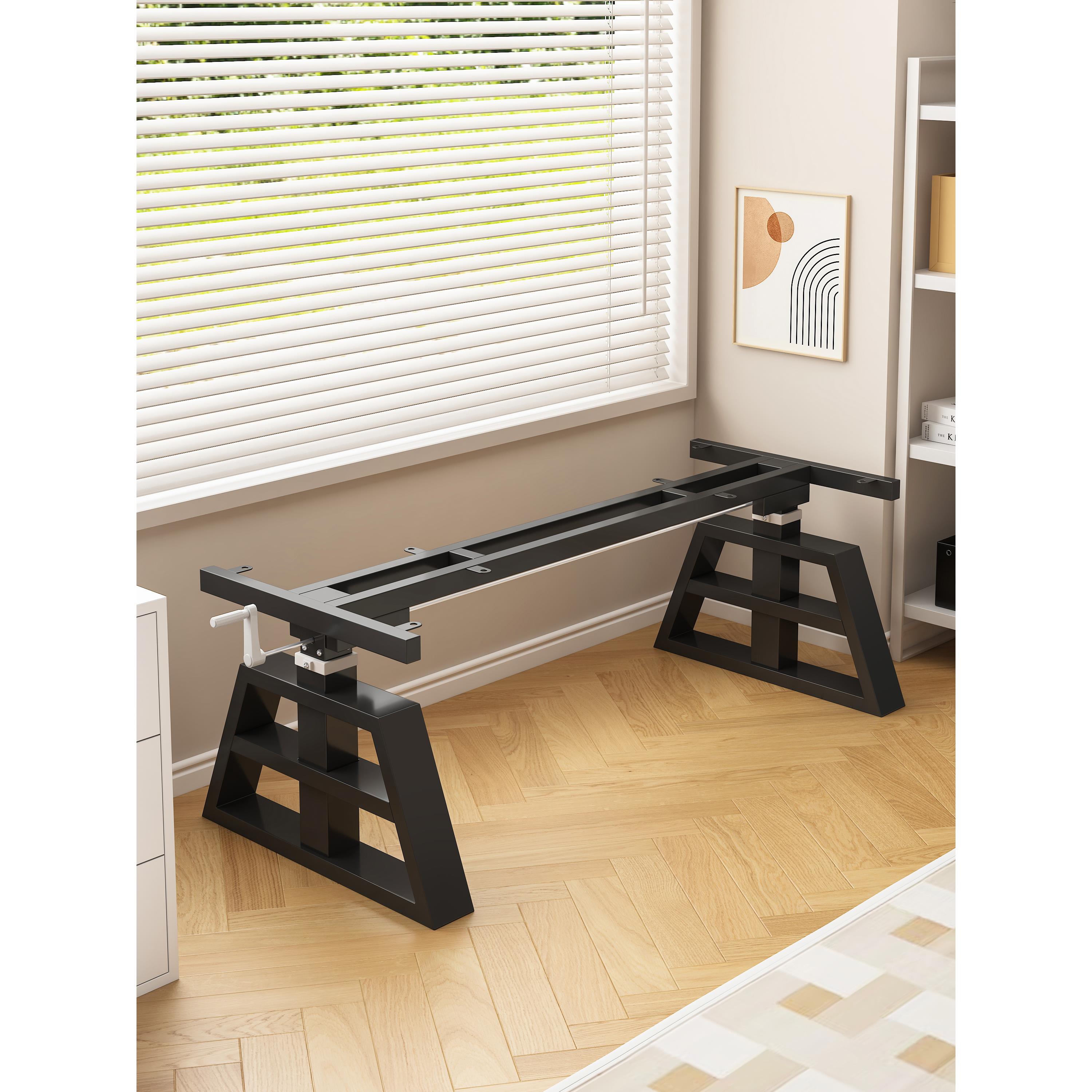 手摇升降桌腿支架可调节办公电脑桌支撑架多功能岩板茶几餐桌架子