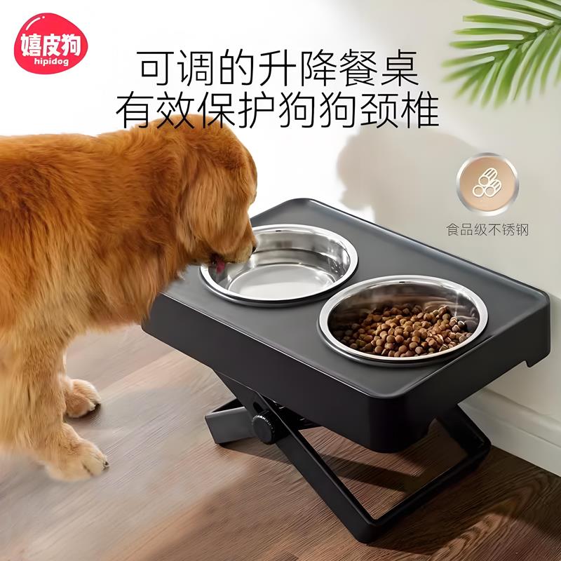 狗碗狗盆狗狗饭盆水碗双碗宠物碗护颈防打翻碗架不锈钢中大型犬
