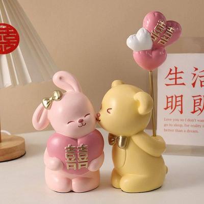 创意情侣兔子摆件新婚礼物送新人婚房装饰品高级实用闺蜜结婚礼物