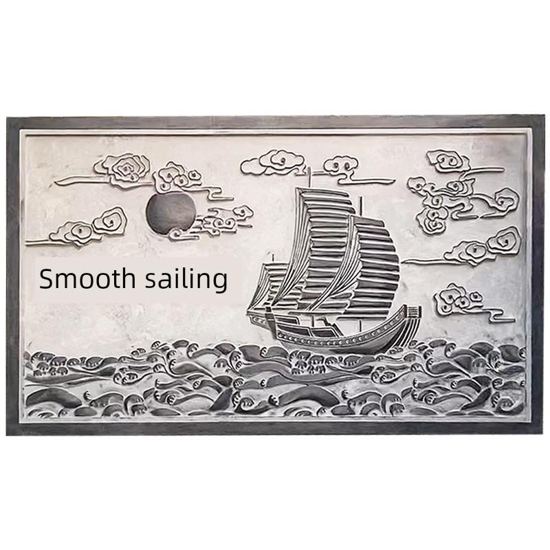 青石浮雕地板雕刻中国庭院地板入口大理石五福入口门背景墙石板