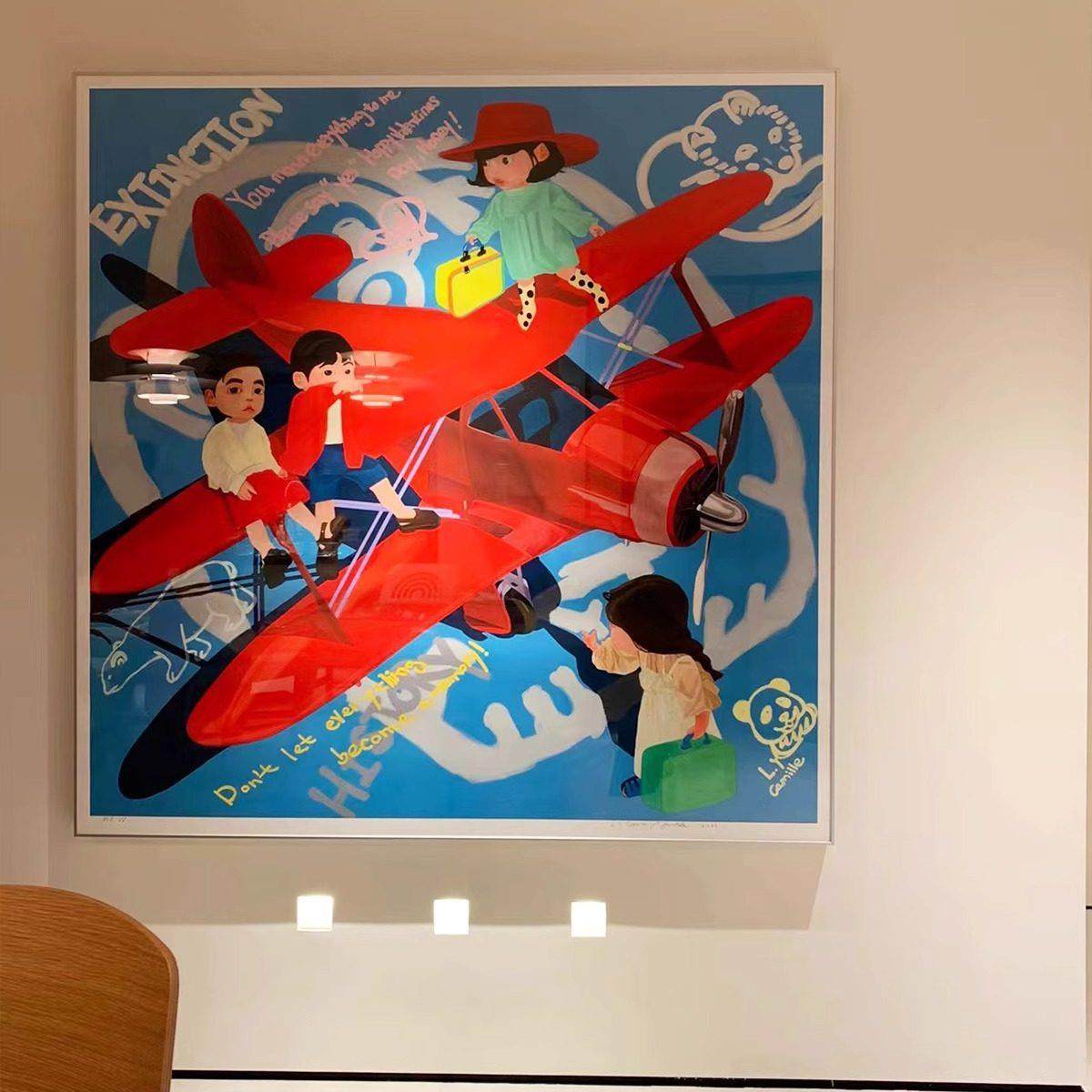 卧室儿童房装饰画潮流艺术餐厅床头壁画轻奢卡通玄关艺术落地挂画