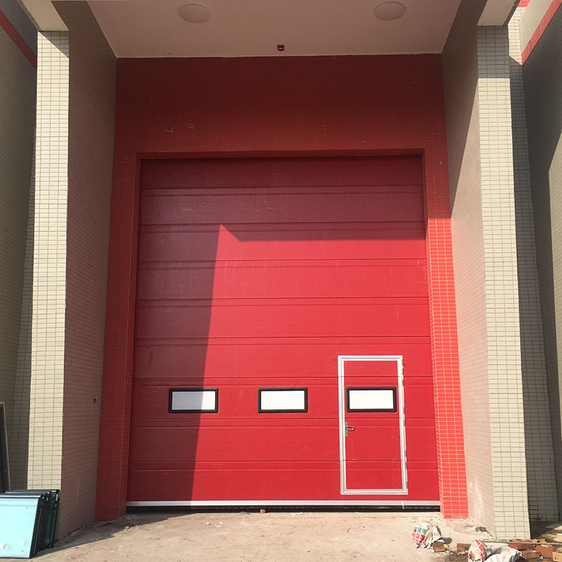 电动提升门工业滑升门厂家红色消防车库门翻板遥控自动电动门