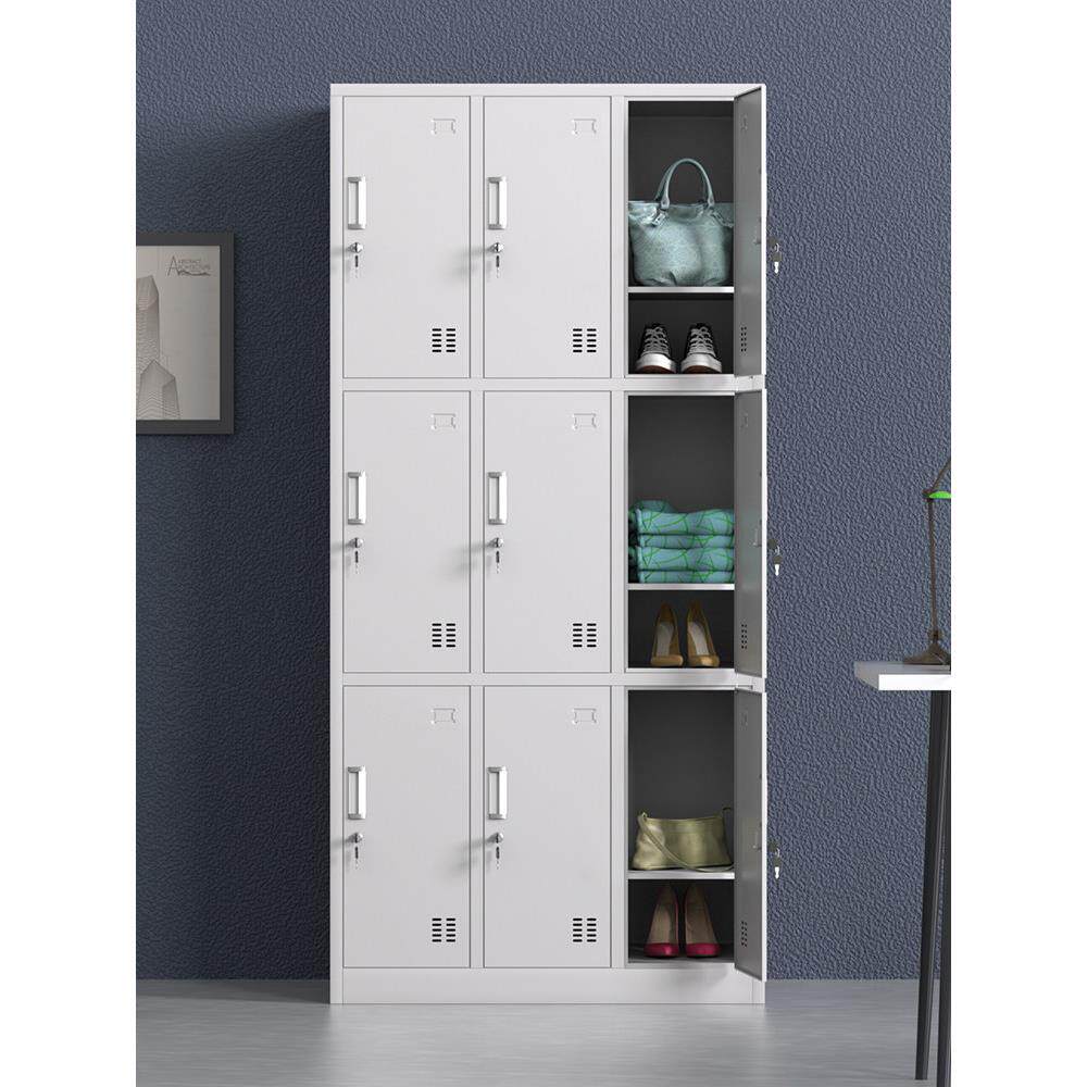 钢九门办公室铁储物柜工厂员工鞋柜宿舍九门储物柜带锁储物柜