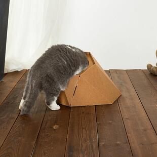 原创瓦楞纸纸箱喵咪爱钻地洞猫屋隐秘空间大耐磨耐抓互动强猫抓板