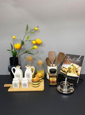 北欧样板间厨房台面桌面装饰托盘展厅饰品菜板厨具橱柜花器摆件