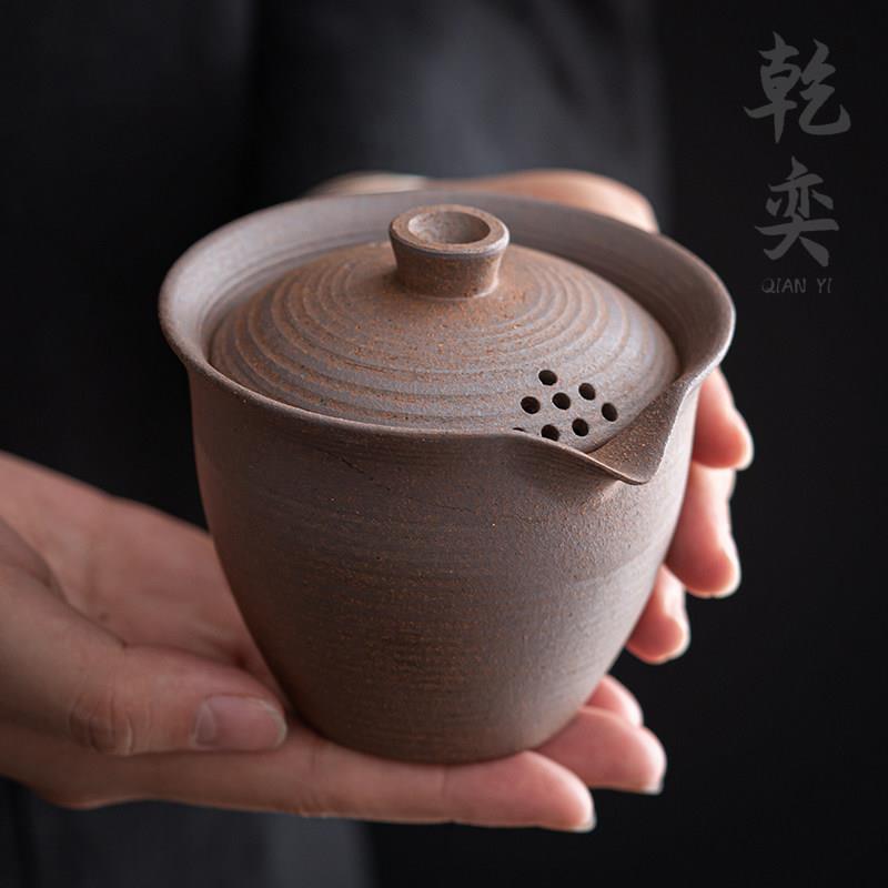 粗陶原矿手抓壶无釉泡茶壶陶瓷家用功夫茶具盖碗带过滤茶壶单壶