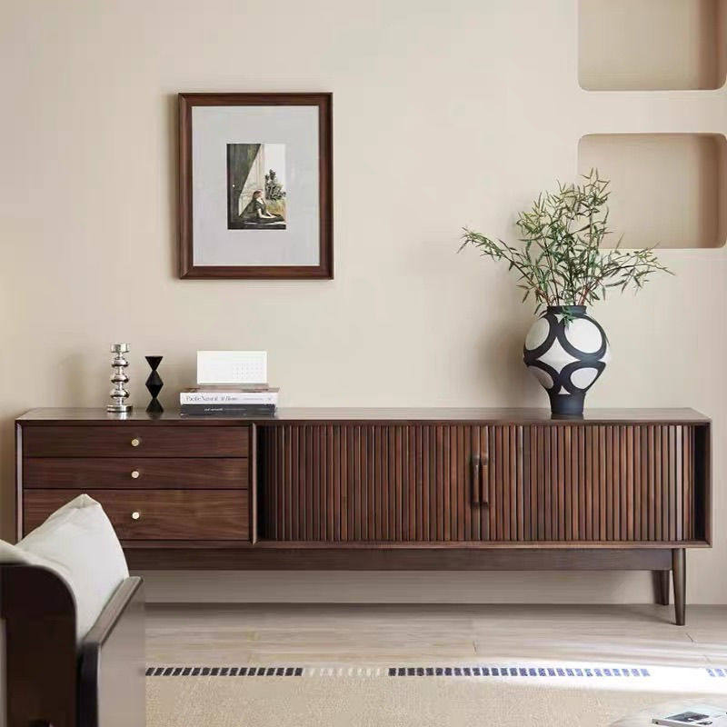 电视柜北欧客厅黑胡桃色实木轻奢组合茶几简约现代家用复古小户型,住宅家具,电视柜,淘宝优惠券,粉丝福利购,淘宝优惠卷