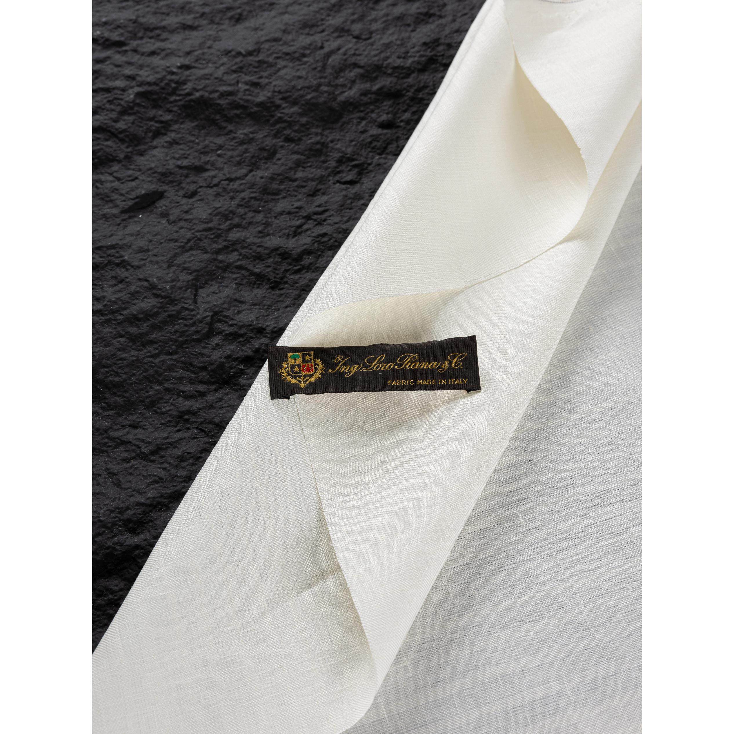 Loro piana 247g 米白色提花纯亚麻 纹理很好看 Li/279