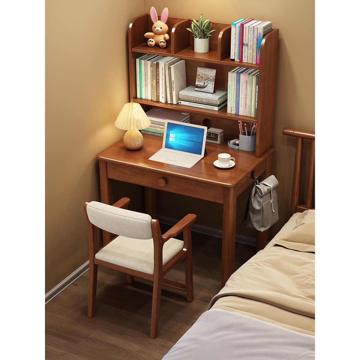 实木小书桌简约办公电脑桌家用单人写字桌床头70cm长省空间学习桌