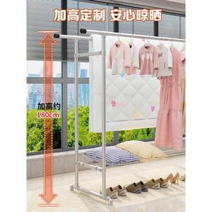 镀锌钢管晾衣架落地家用阳台挂衣架简易双杆水管晒被室外晾衣架子