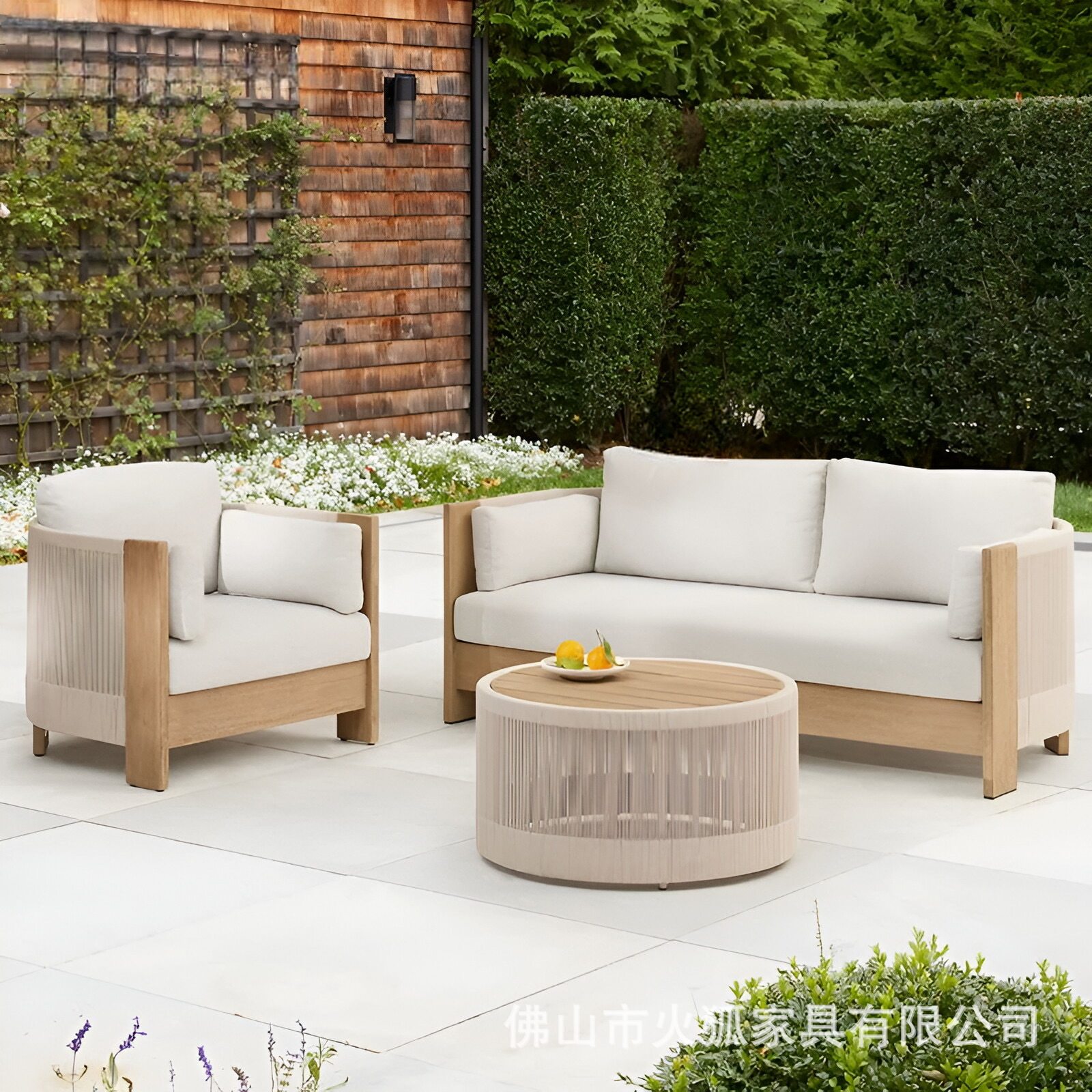 户外沙发防腐实木做旧室外露台庭院休闲柚木藤编防水防晒花园家具,住宅家具,户外沙发,淘宝优惠券,粉丝福利购,淘宝优惠卷