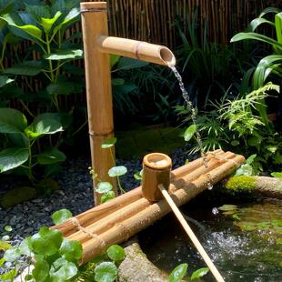 竹流水摆件循环水水钵盆造景观排泵石槽鱼缸过滤器户外庭院水系统