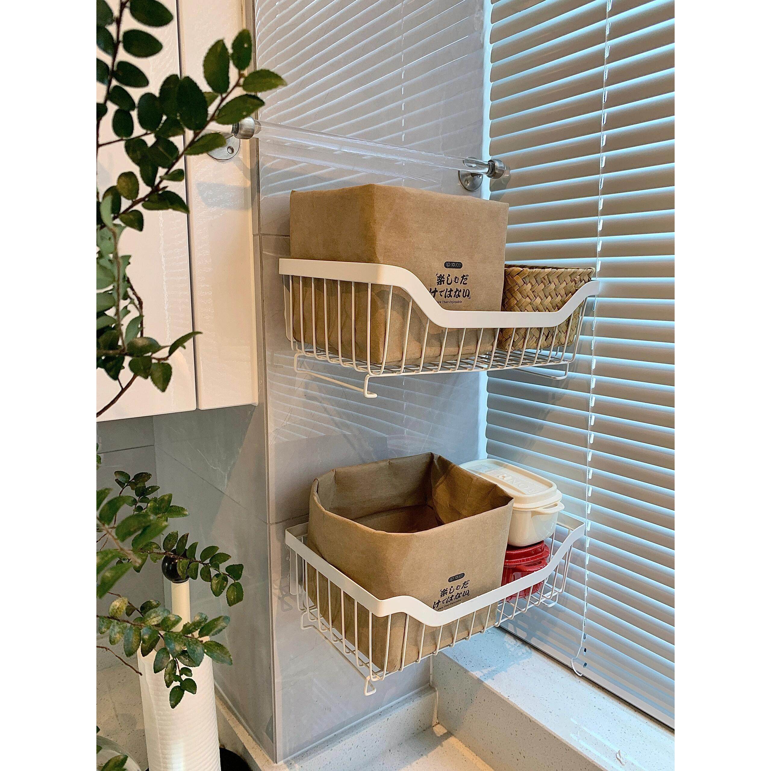 厨房收纳架壁挂式置物架果蔬菜篮子沥水架墙上放调料收纳筐免打孔,厨房/烹饪用具,厨房置物架/置物柜/角架,淘宝优惠券,粉丝福利购,淘宝优惠卷