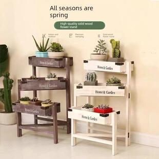 折叠伸缩花架多肉植物收纳架置物架实木植物架覆古架阳台客厅花架