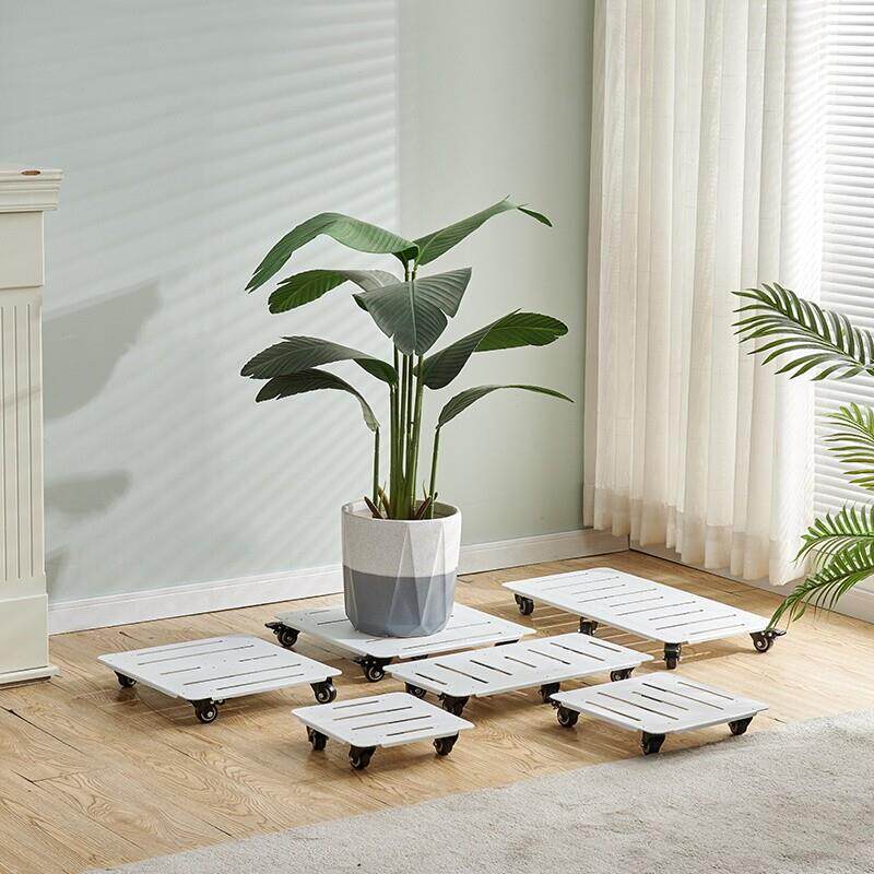 超薄一体成型可移动花盆托盘带轮万向轮植物托架室内花托固定造型