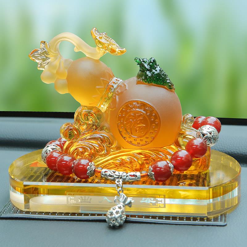 汽车香水座摆件车载招财葫芦车内平安饰品车内高档琉璃装饰用品男