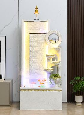 欧式流水喷泉落地式摆件循环水特色鱼缸客厅办公室财运风水轮通达