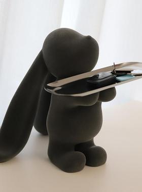 兔子摆件客厅入户玄关电视柜钥匙收纳托盘轻奢高级感小众装饰品