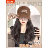 帽子假发一体大头围彷真发羊毛卷时尚 显脸小棒球帽全头套卷发发丝