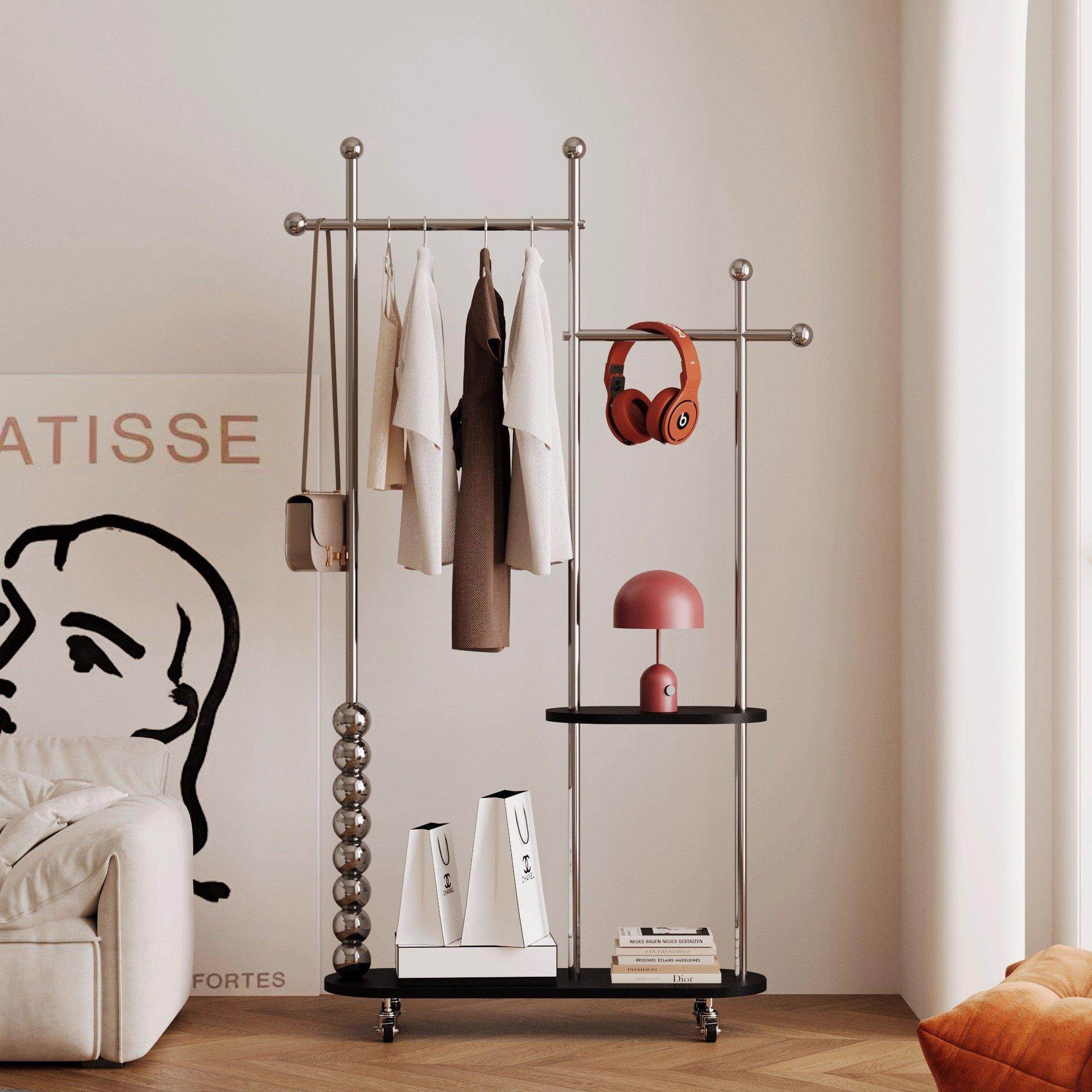 中古衣帽架不锈钢衣帽间挂衣架移动落地卧室床尾衣服收纳置物架子,住宅家具,衣帽架,淘宝优惠券,粉丝福利购,淘宝优惠卷