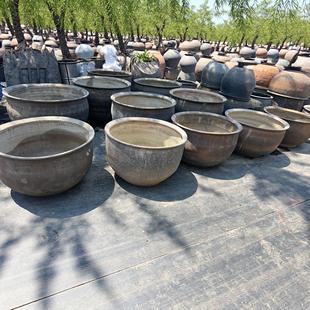 大水缸储水家用陶瓷大号养鱼瓦缸粗陶缸陶土小瓷睡莲盆