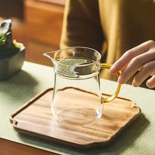 耐高温玻璃泡茶杯公道杯茶水分离可拆卸月牙过滤高档绿泡茶玻璃杯