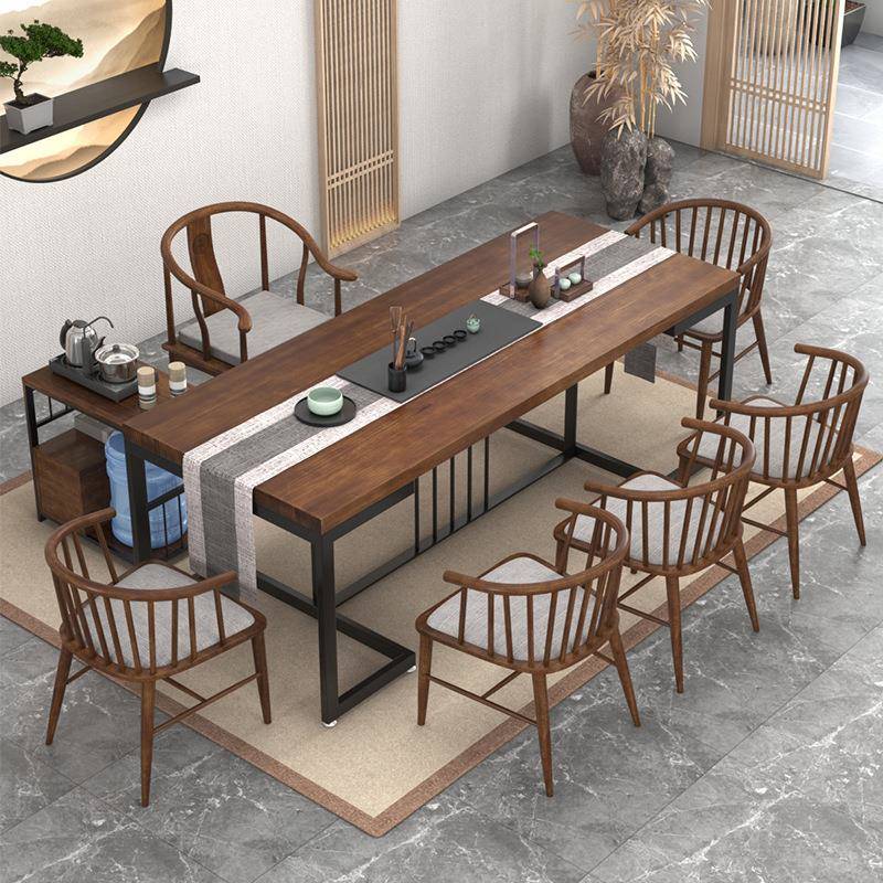 现代简约实木茶桌椅组合会客室接待室多人茶几禅意茶室功夫泡茶台