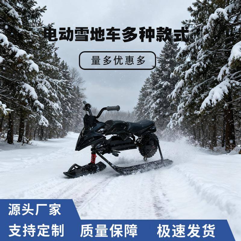户外冬季游乐设备雪橇车带轮成人儿童滑雪板电动雪地摩托车滑冰车