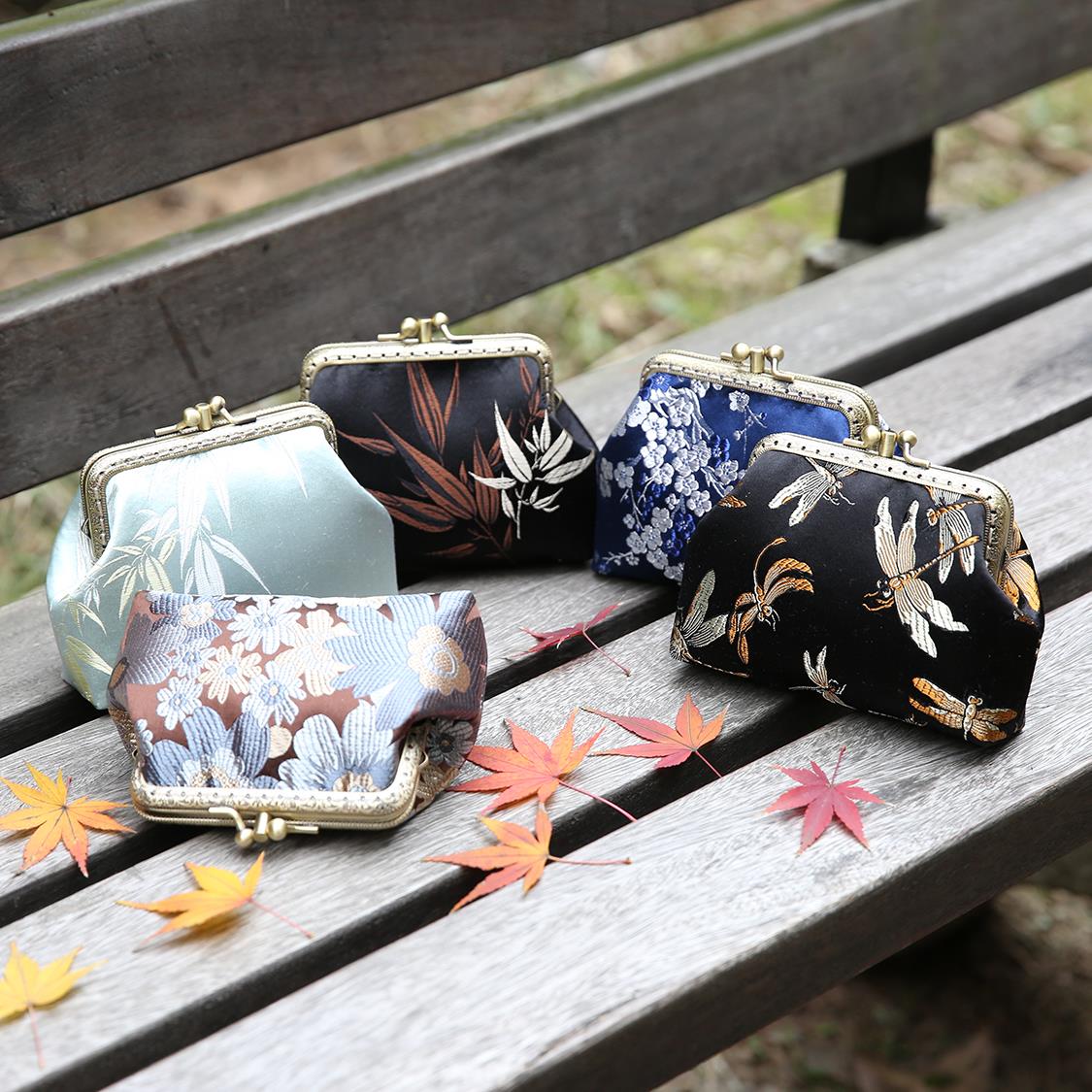 妙布语【真丝口金包】双层小零钱包diy材料包桑蚕丝面料12种花色