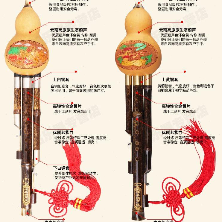 紫竹三音可拆精品演奏型C调降B调初学入门红木葫芦丝